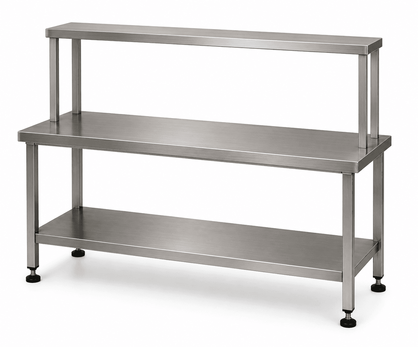 WORK TABLE WITH 1 UNDERSHELF 1 OVERHEAD SHELF — commercial kitchen equipment by Veecos, Visakhapatnam (Vizag)